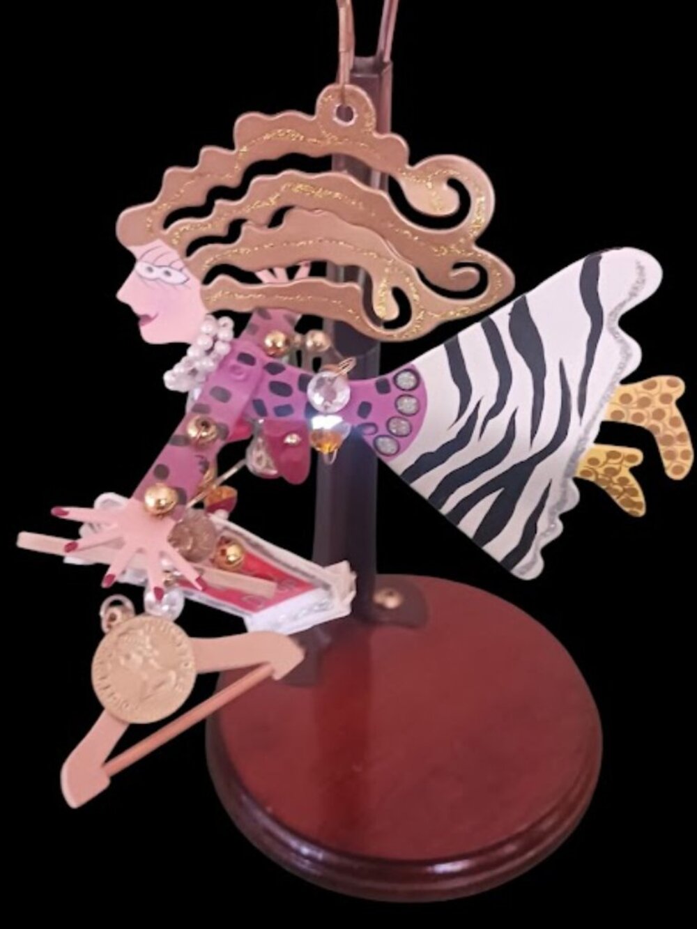 SILVESTRI Fanciful Flights "Zebra Shopper" Whimsical Metal Ornament Karen Rossi